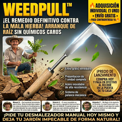 WeedPull™ Desmalezadora Manual de Acero Inoxidable con Sistema de Palanca