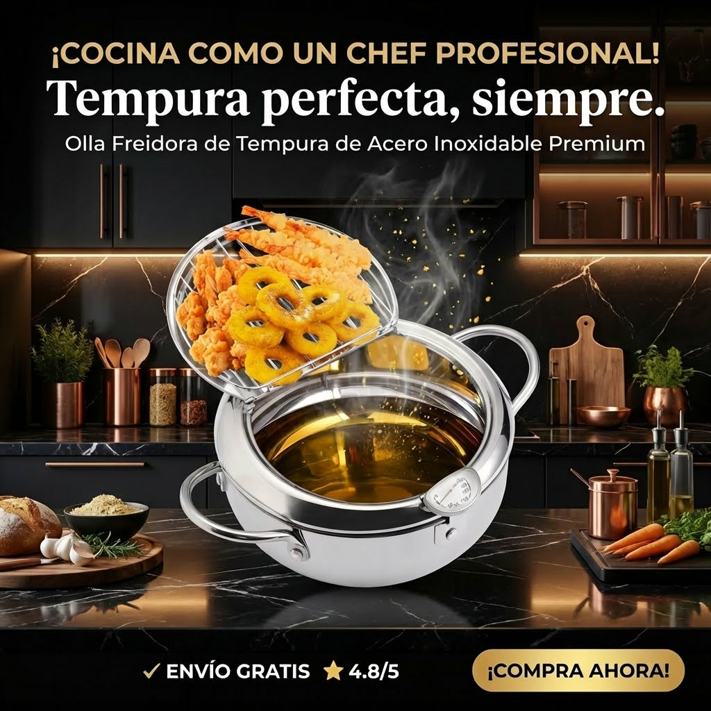 Stainless Fryer™ Premium Olla Para Freír Tempura De Acero Inoxidable