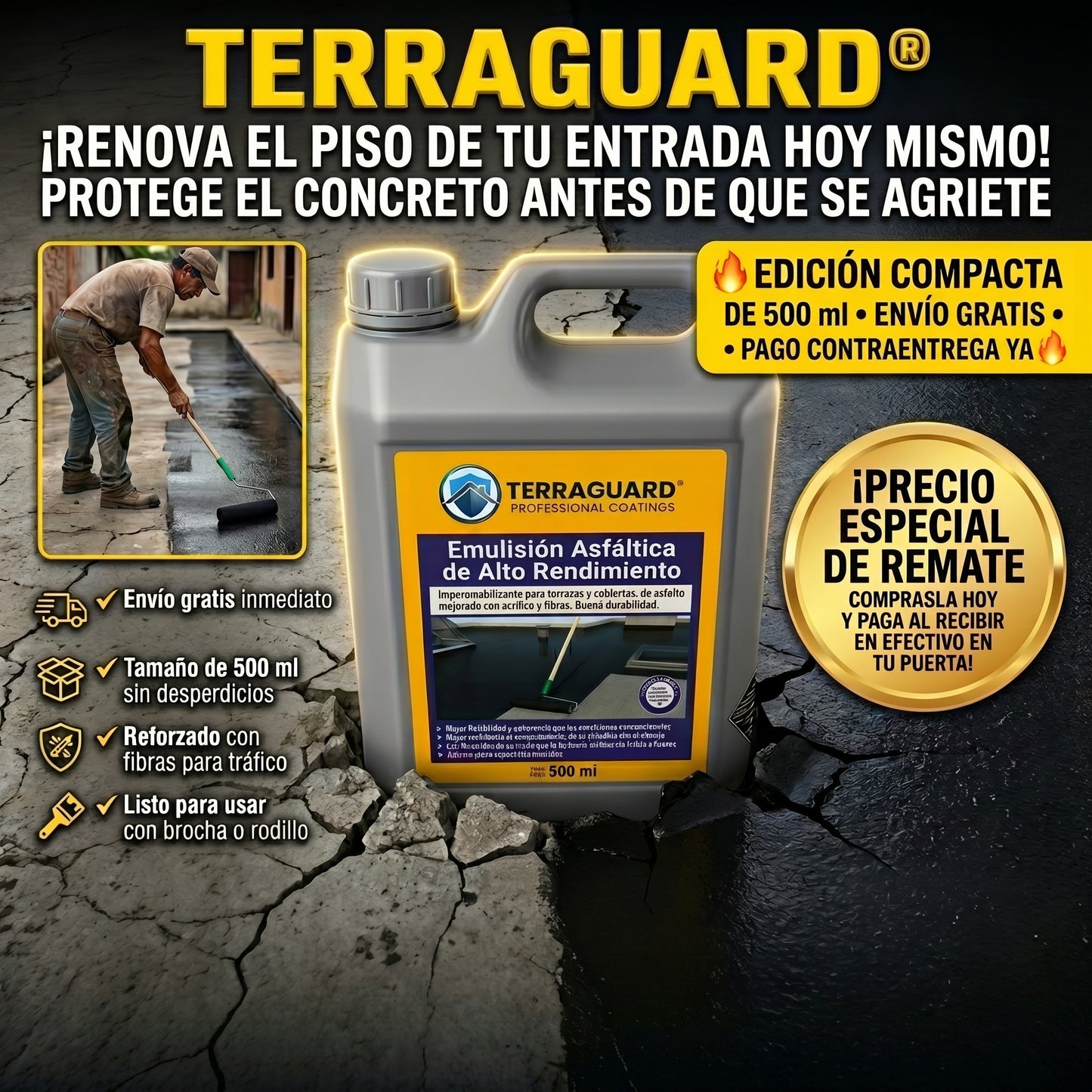 Terraguard Emulsion asfaltica de Alto Rendimiento - 500ml