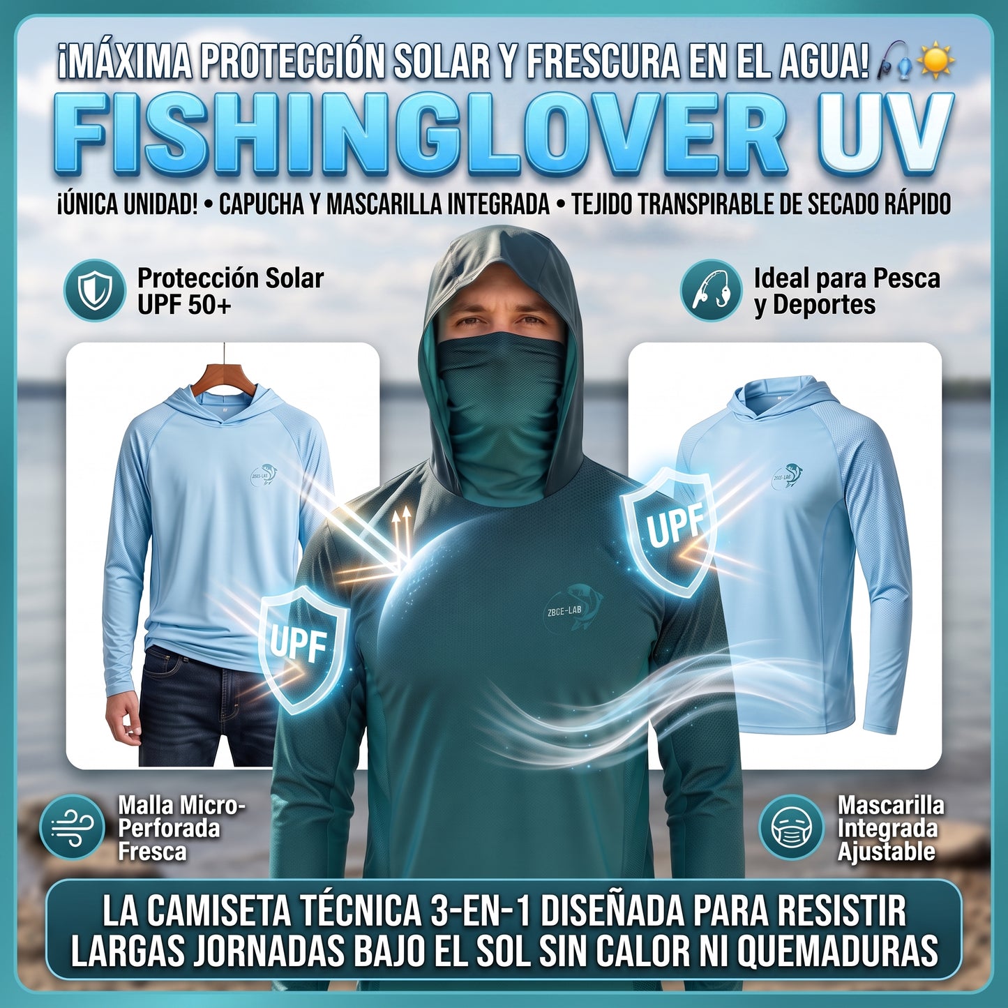 FishingLove™ Buso Deportivo Mascarilla e Hilos Anti-UV 2x1
