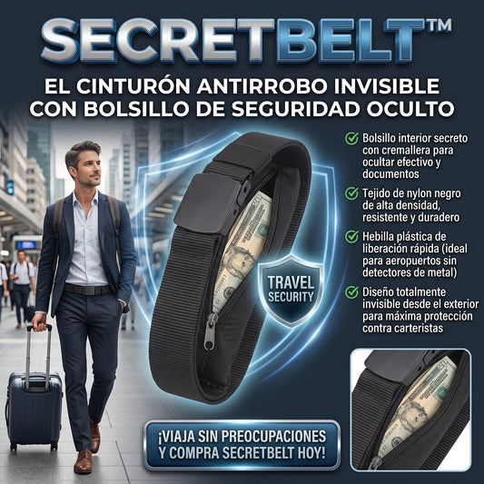 SECRETBELT™ Cinturón de Seguridad Antirrobo Oculto con Bolsillo Secreto