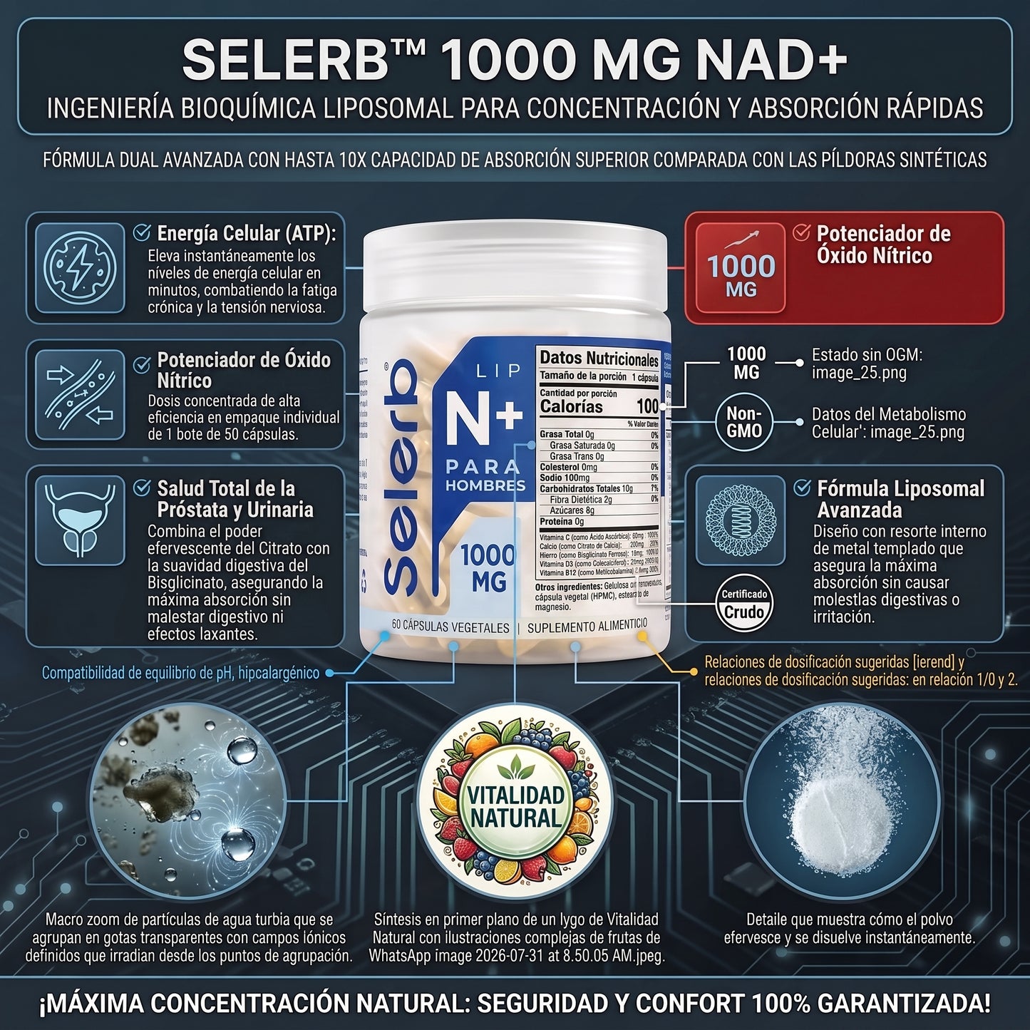 Selerb™ Liposomal NAD+ Men's Complex (1000 mg - 60 Cápsulas )