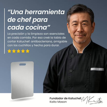 Tabla de cortar de titanio 100% puro: No más microplásticos, bacterias ni cuchillos romos