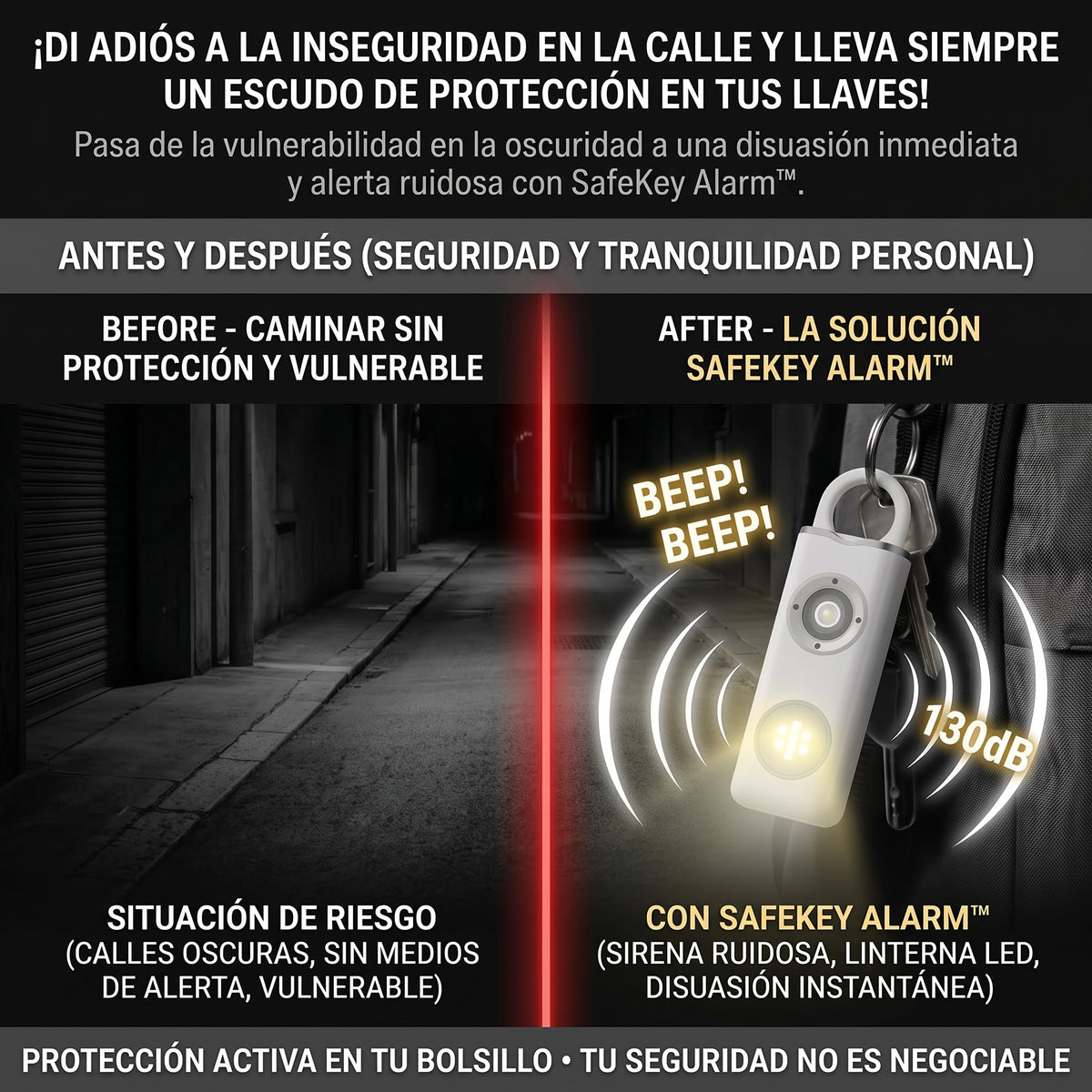 SAFEKEY ALARM™ Llavero de Alarma de Defensa Personal