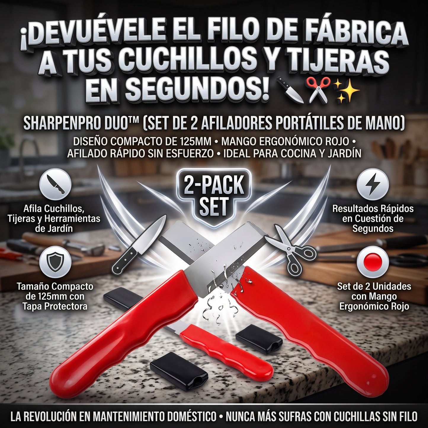 SHARPENPRO™ Set de 2 Afiladores Portátiles para Cuchillos x 2 und