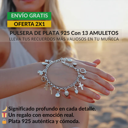 Amatista™ — Pulsera de Plata 925 con 13 Amuletos (2x1 Limitado)