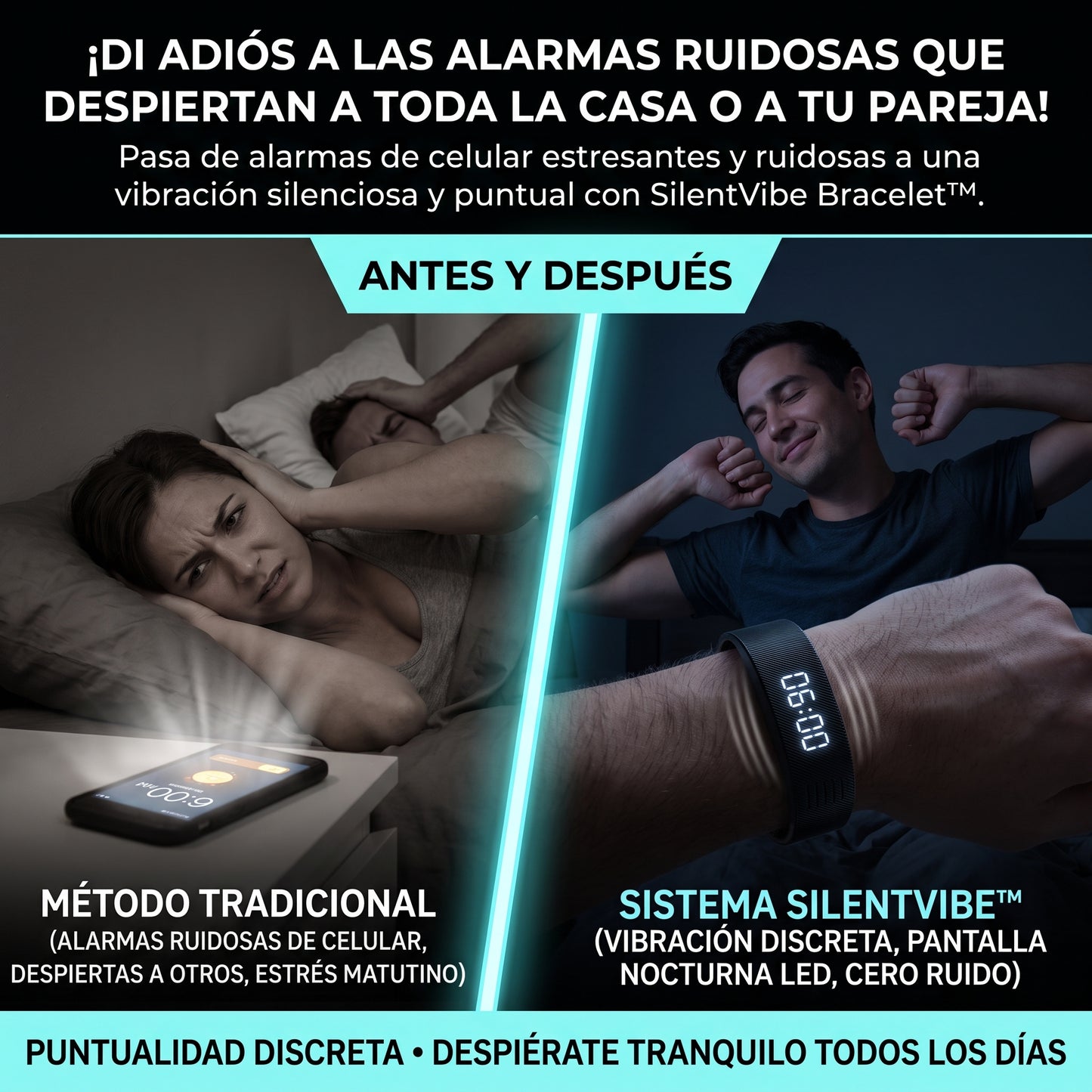 SILENTVIBE™ Pulsera con Alarma Vibratoria Silenciosa Smart Watch