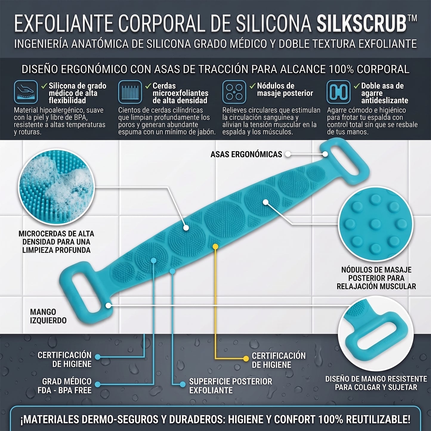 SilkScrub™ Cepillo Corporal Exfoliante de Silicona
