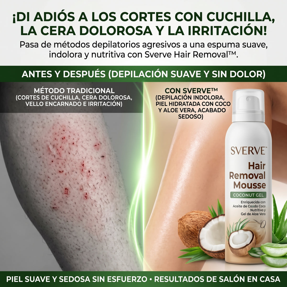 SVERVE® Mousse Depilatoria con Coco y Aloe Vera