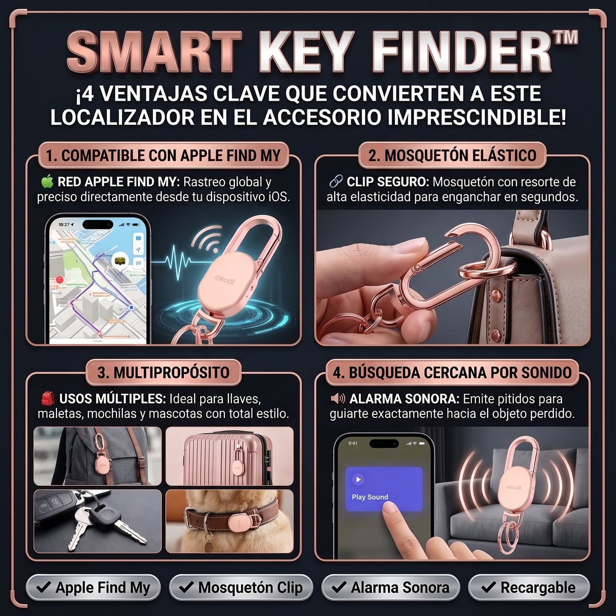 KEY FINDER™ Localizador de Llaves Inteligente y Recargable