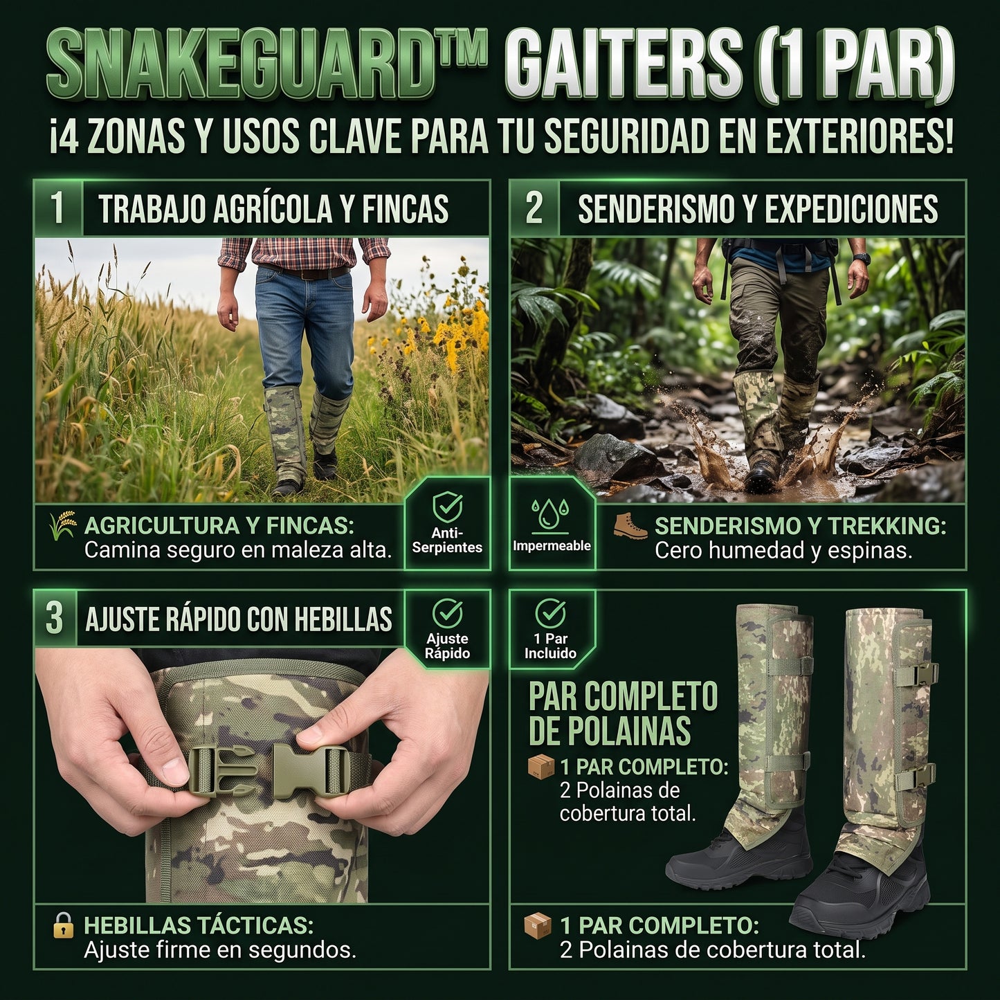 SNAKEGUARD™ Polainas Protectoras Anti-Mordeduras de Serpiente