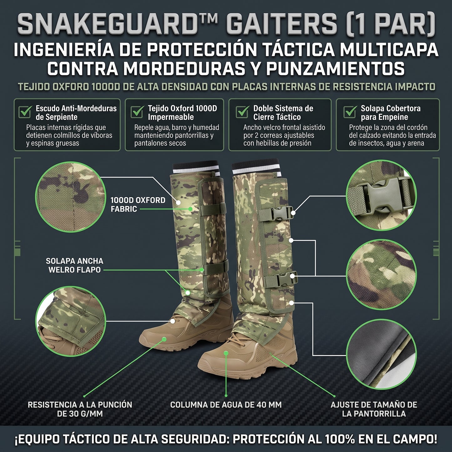SNAKEGUARD™ Polainas Protectoras Anti-Mordeduras de Serpiente