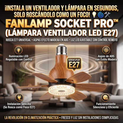 FANLAMP™ Lámpara de Techo LED Aspas Efecto Madera y Rosca E27