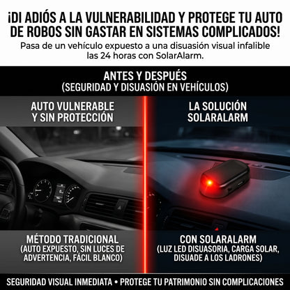 SOLARALARM™ Simulador de Alarma LED Antirrobo con Carga Solar y USB 2x1
