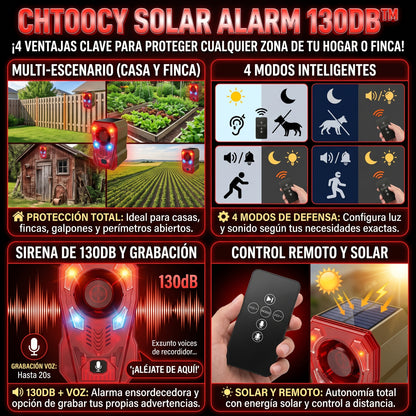 CHTOOCY™ Alarma Solar de Movimiento 130dB, IP65