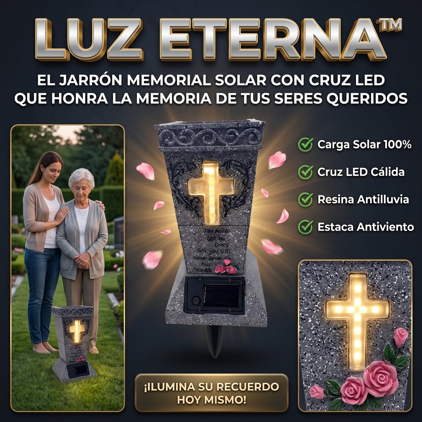 LUZ ETERNA™ Decoración conmemorativa para cementerio y jardín