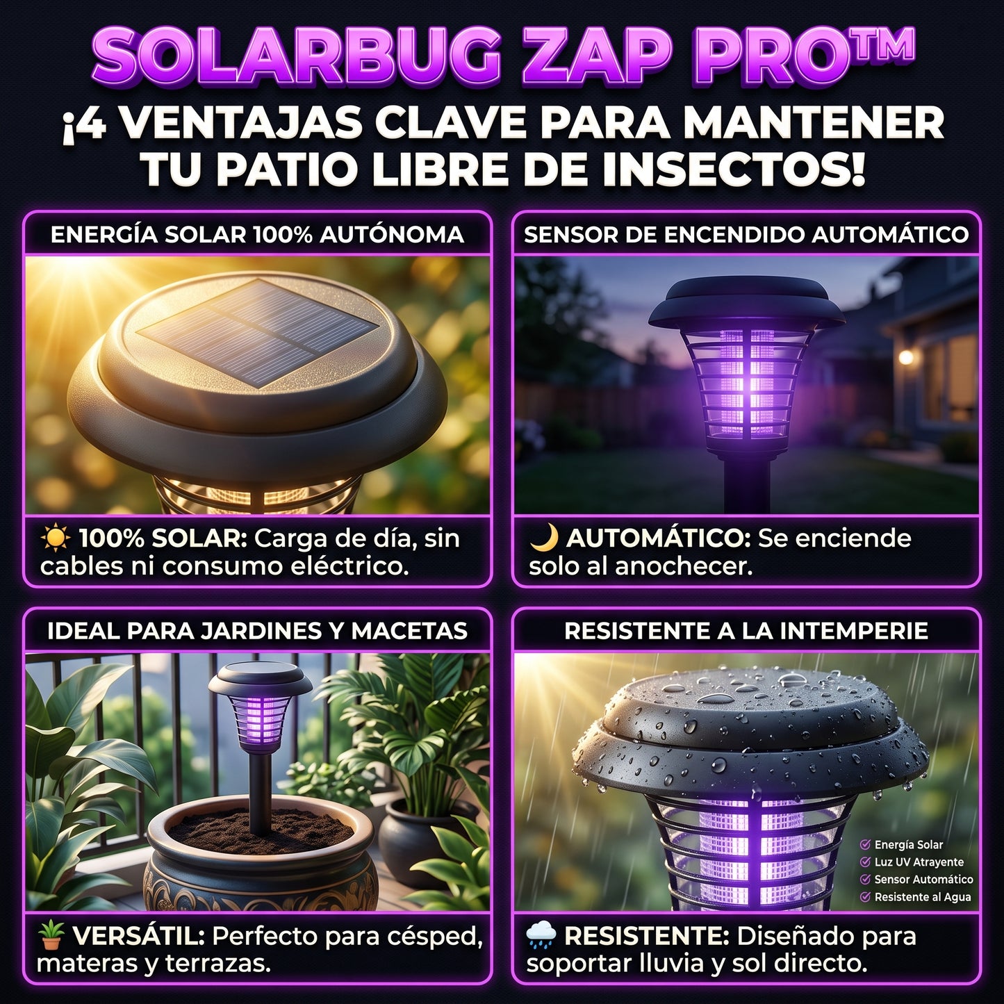 SOLARBUG™ Lámpara Solar Antimosquitos de Jardín