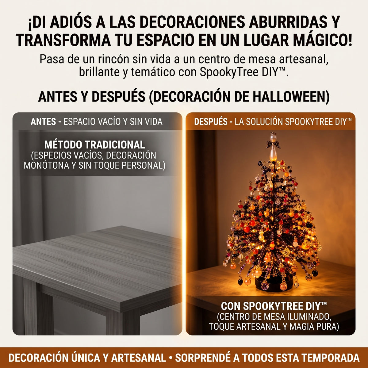 LED SPOOKYTREE™ Árbol de Halloween Decorativo con Cuentas y Luces