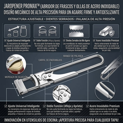 JAROPENER™ Abrefrascos y Abretapas Ajustable de Acero Inoxidable