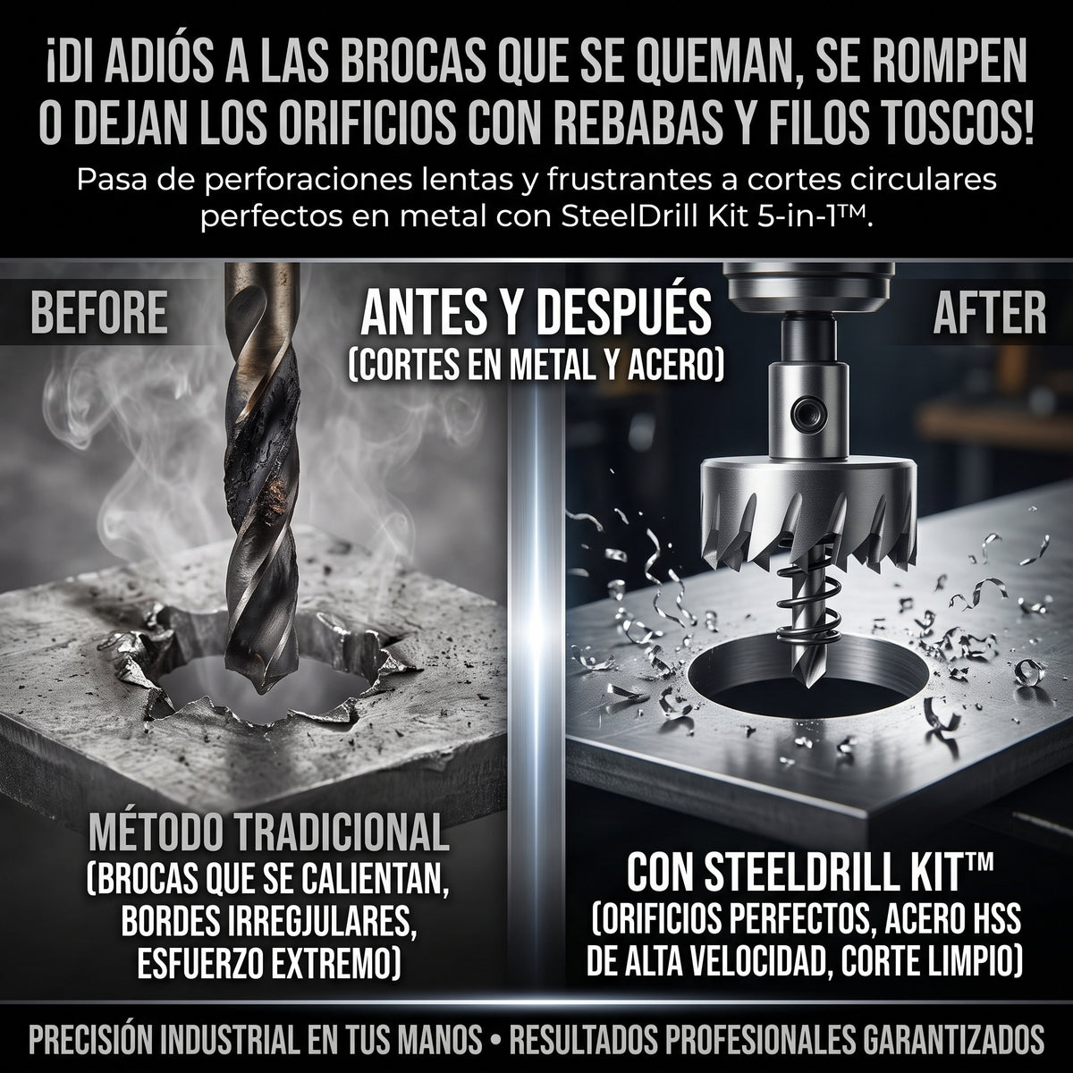 STEELDRILL KIT™ Juego de 5 Brocas Sierra Copa de Acero Rápido