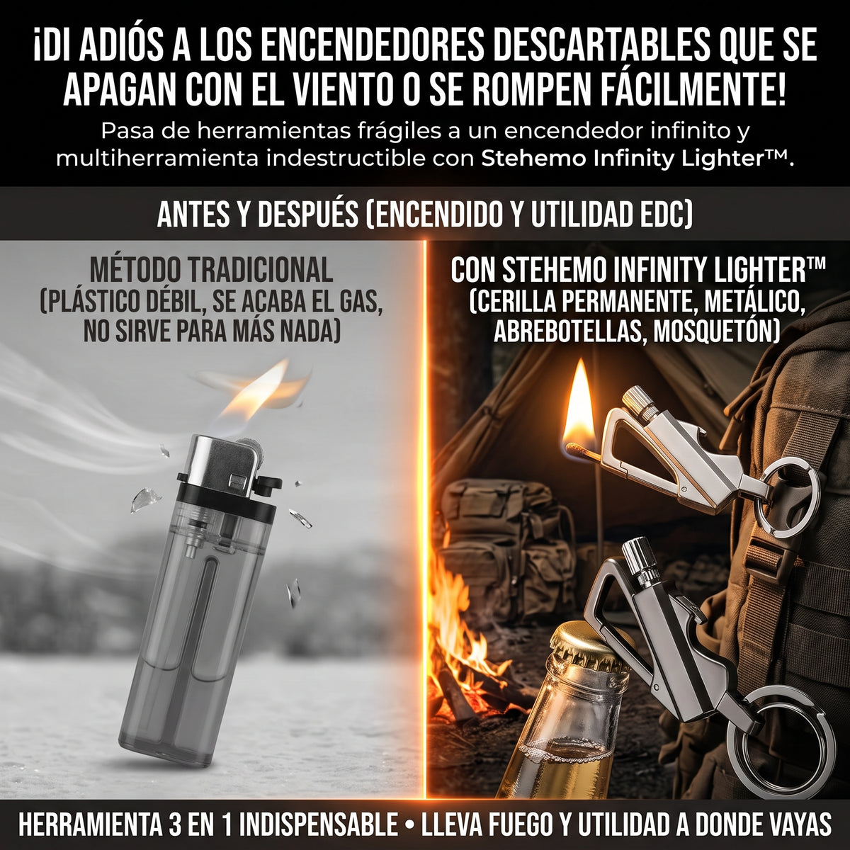 STEHEMO LIGHTER™ Encendedor Infinito y Llavero Multiherramienta