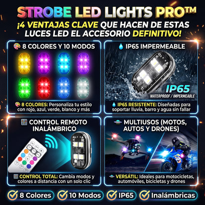 STROBE LED PRO™ Set de 4 Luces LED Estroboscópicas Inalámbricas con Control Remoto
