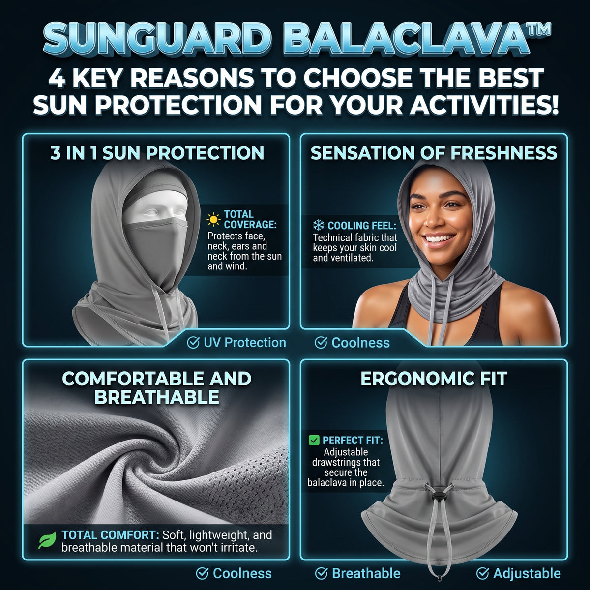 SUNGUARD™ (Promoción 2x1) Capucha y Máscara de Protección Solar Multifuncional