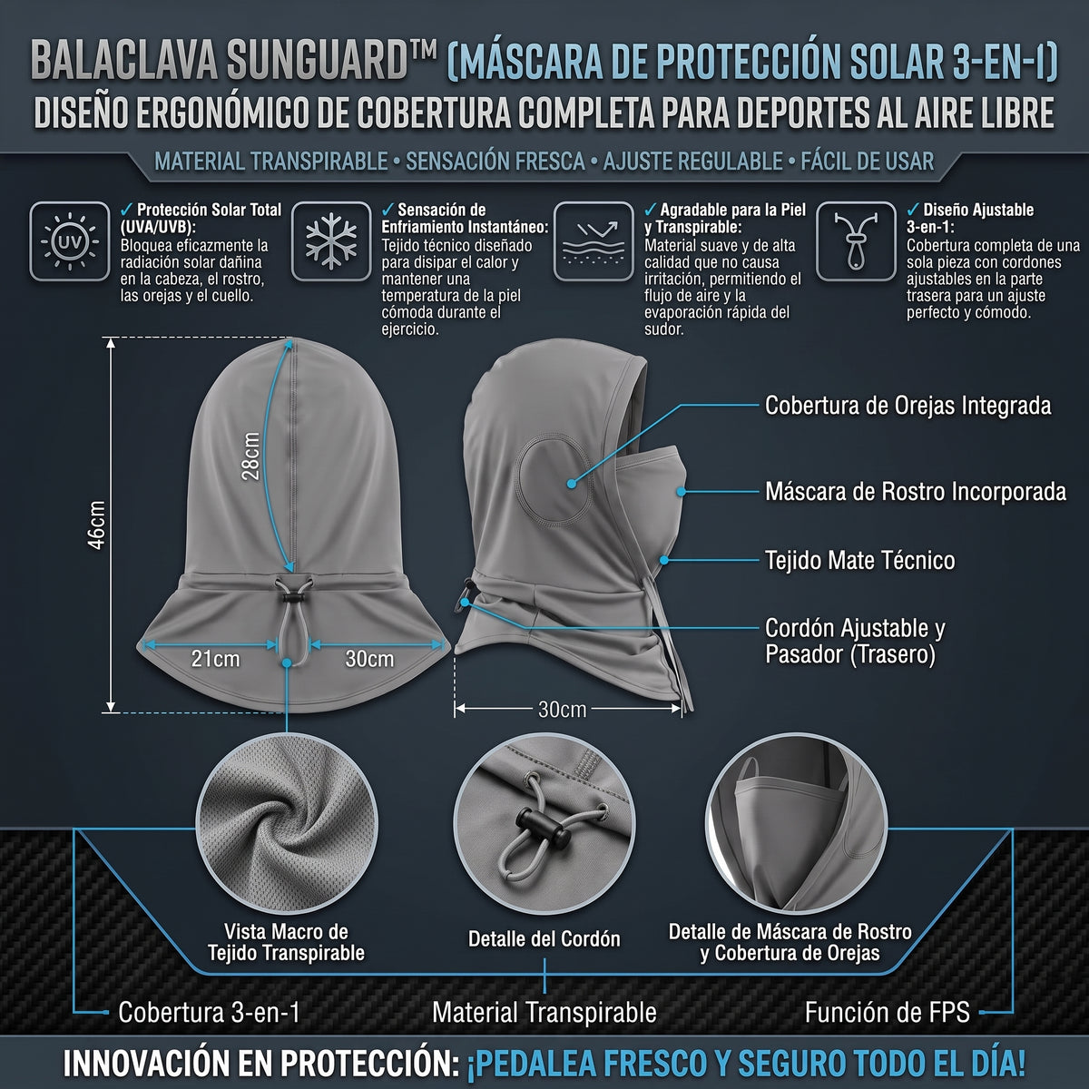 SUNGUARD™ (Promoción 2x1) Capucha y Máscara de Protección Solar Multifuncional