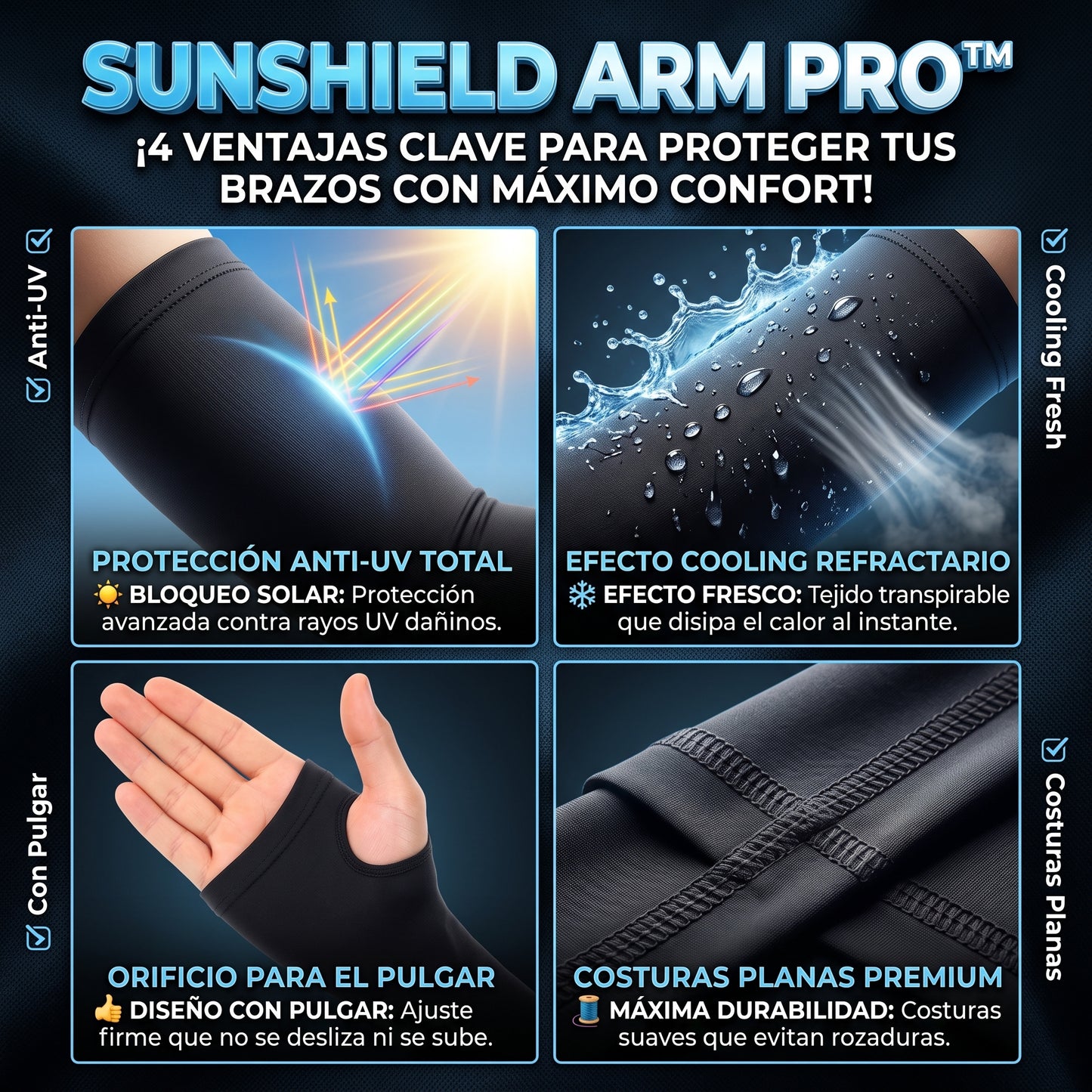SUNSHIELD™ Mangas de Protección Solar con Orificio para Pulgar SET PAR