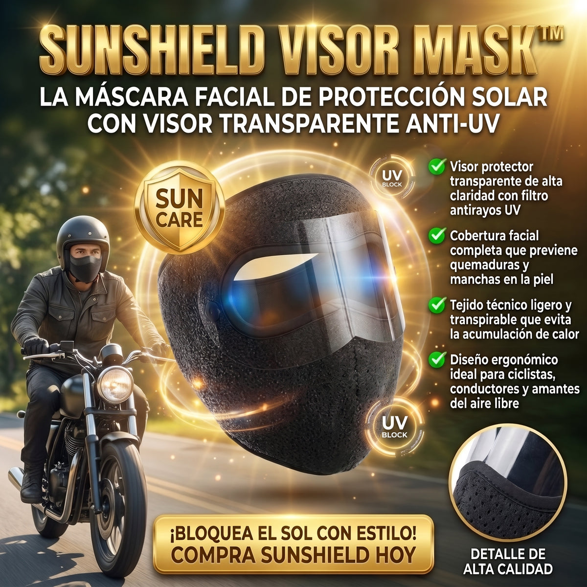 SUNSHIELD VISOR MASK™ Máscara Protectora con Visor UV
