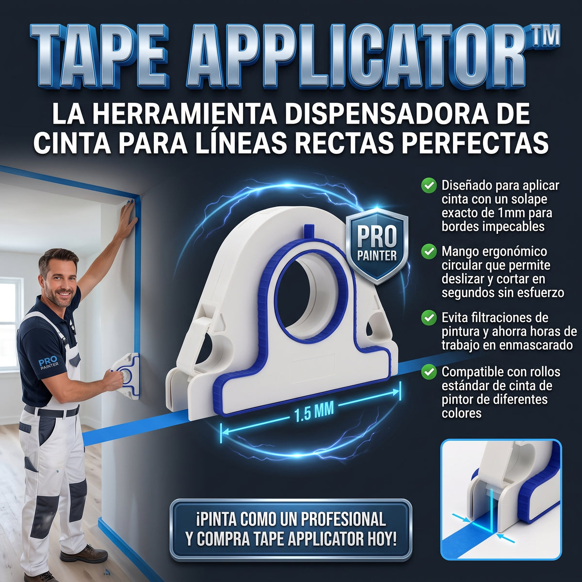 TAPE APPLICATOR™ Aplicador de Cinta de Pintor Profesional