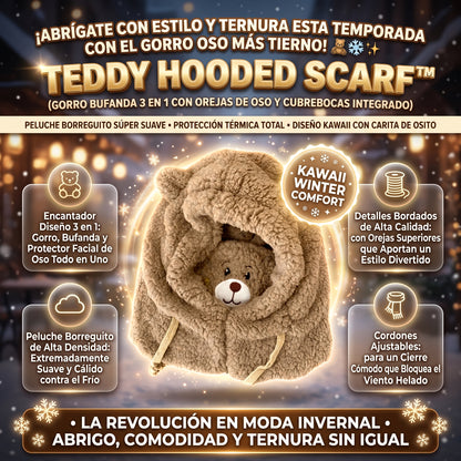 FUNNY TEDDY HOOD™ Gorro Bufanda 3 en 1 con Diseño de Osito