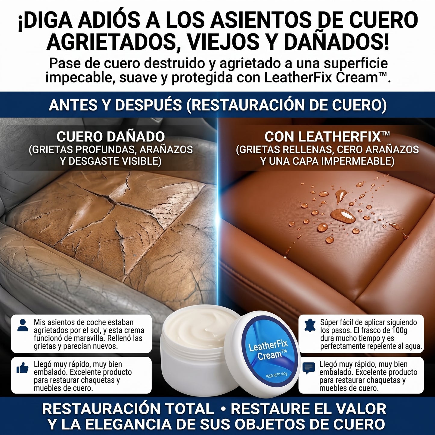 LEATHERFIX™ (100g) Crema Reparadora y Restauradora de Cuero