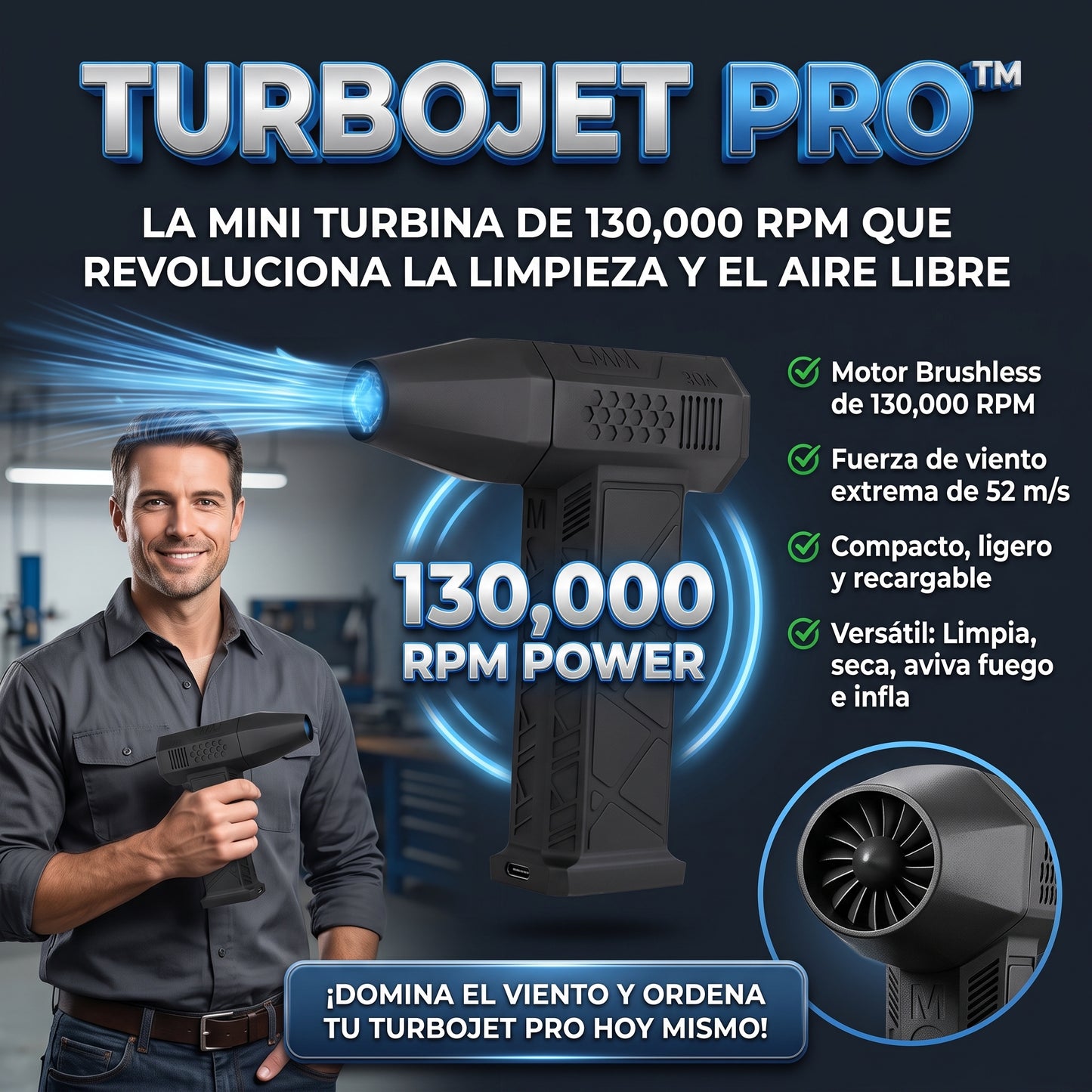 TurboJet Pro Mini Ventilador Turbo Jet Super Poderoso