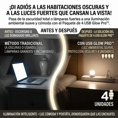 USB GLOW™ Lámparas LED USB de Luz Nocturna SET 4