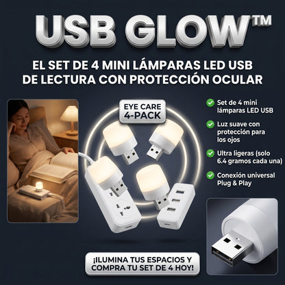 USB GLOW™ Lámparas LED USB de Luz Nocturna SET 4