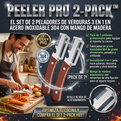 PEELER PRO 2-PACK™ Pelador Multiuso de Acero Inoxidable 3 en 1
