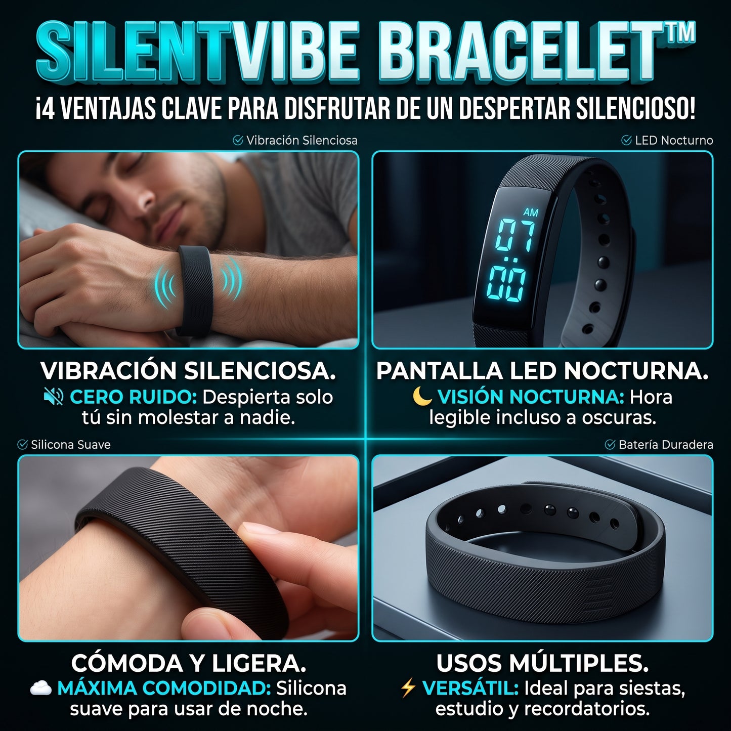 SILENTVIBE™ Pulsera con Alarma Vibratoria Silenciosa Smart Watch