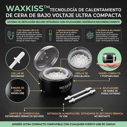 WAXKISS™ Calentador de Cera 3-en-1 para Nariz, Orejas y Cejas