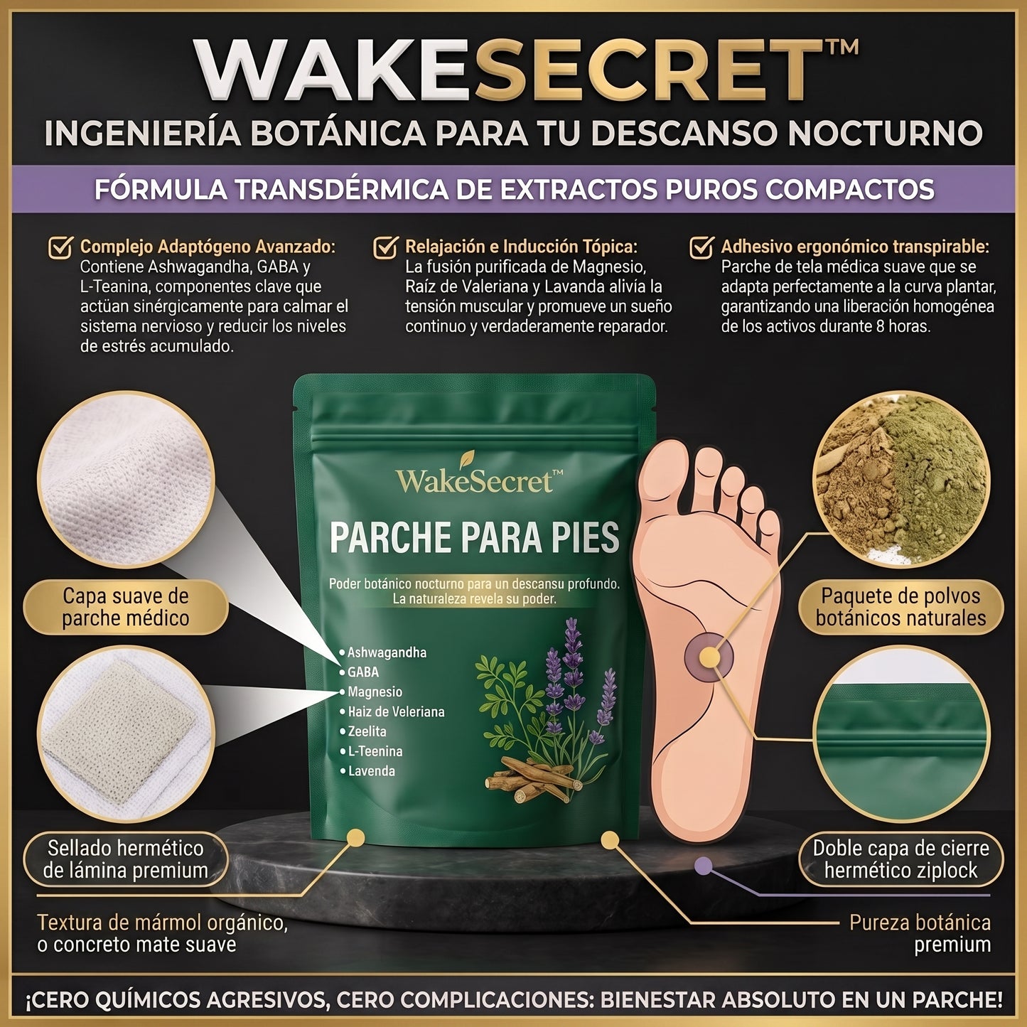 WakeSecret™ 50 Parches Desintoxicantes y Relajantes Nocturnos