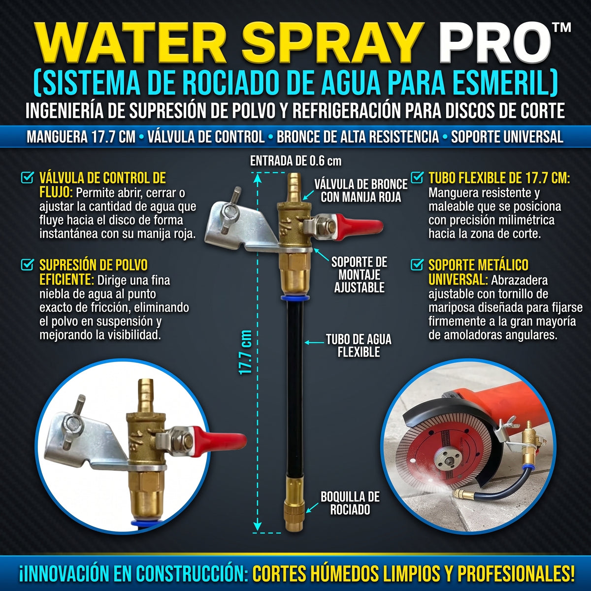 WATER SPRAY™ Sistema de Rociador de Agua para Esmeriladora y Cortadora