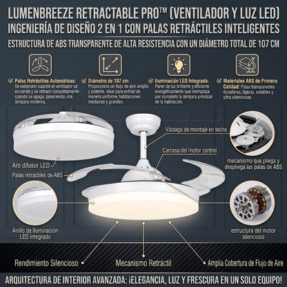 LUMENBREEZE™ Ventilador de Techo LED con Aspas Ocultas