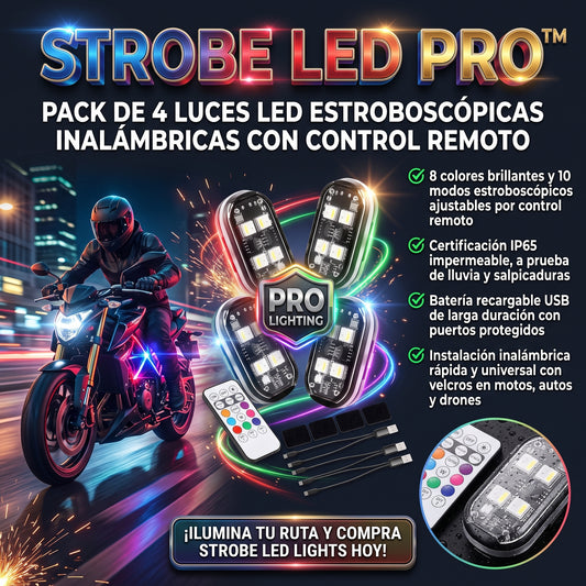STROBE LED PRO™ Set de 4 Luces LED Estroboscópicas Inalámbricas con Control Remoto