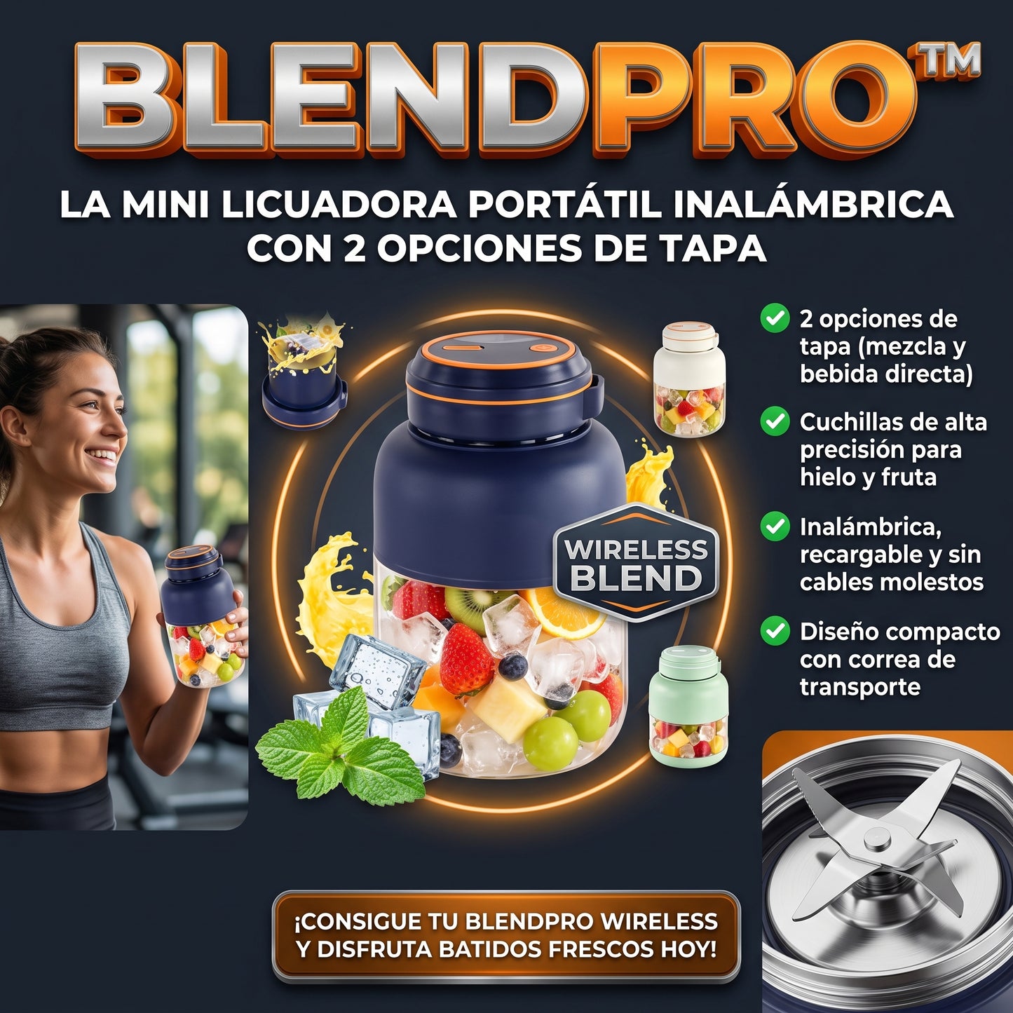 BLENDPRO™ Vaso Licuadora Portátil Inalámbrica Recargable