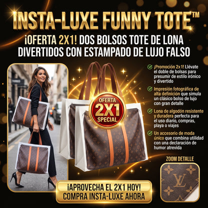 INSTA-LUXE FUNNY TOTE™ Efecto 3D de Bolsos Icónicos LLEVA 2X1