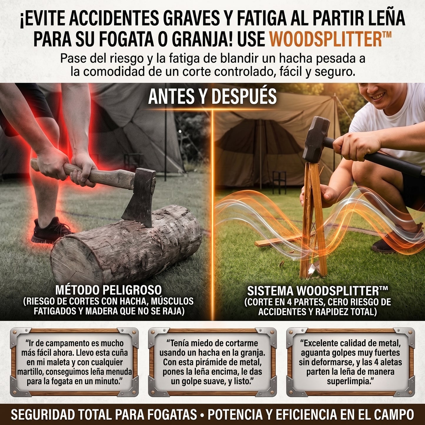 WoodSplitter™ Cuña Cortadora y Rajadora de Leña Portátil