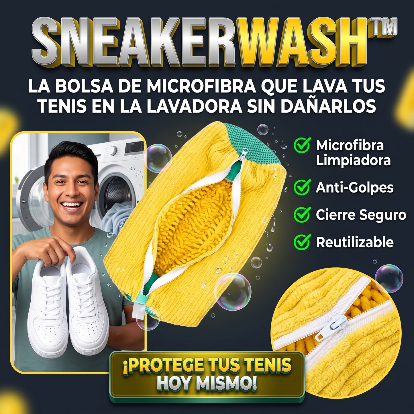 SNEAKERWASH™ Bolsa Cilíndrica para Lavar Zapatos en Lavadora