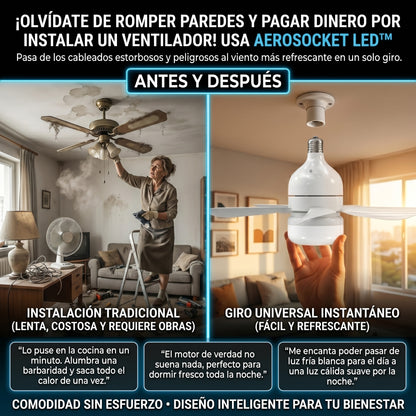 AeroSocket LED™ Ventilador de Techo Tipo Bombillo de 5 Aspas