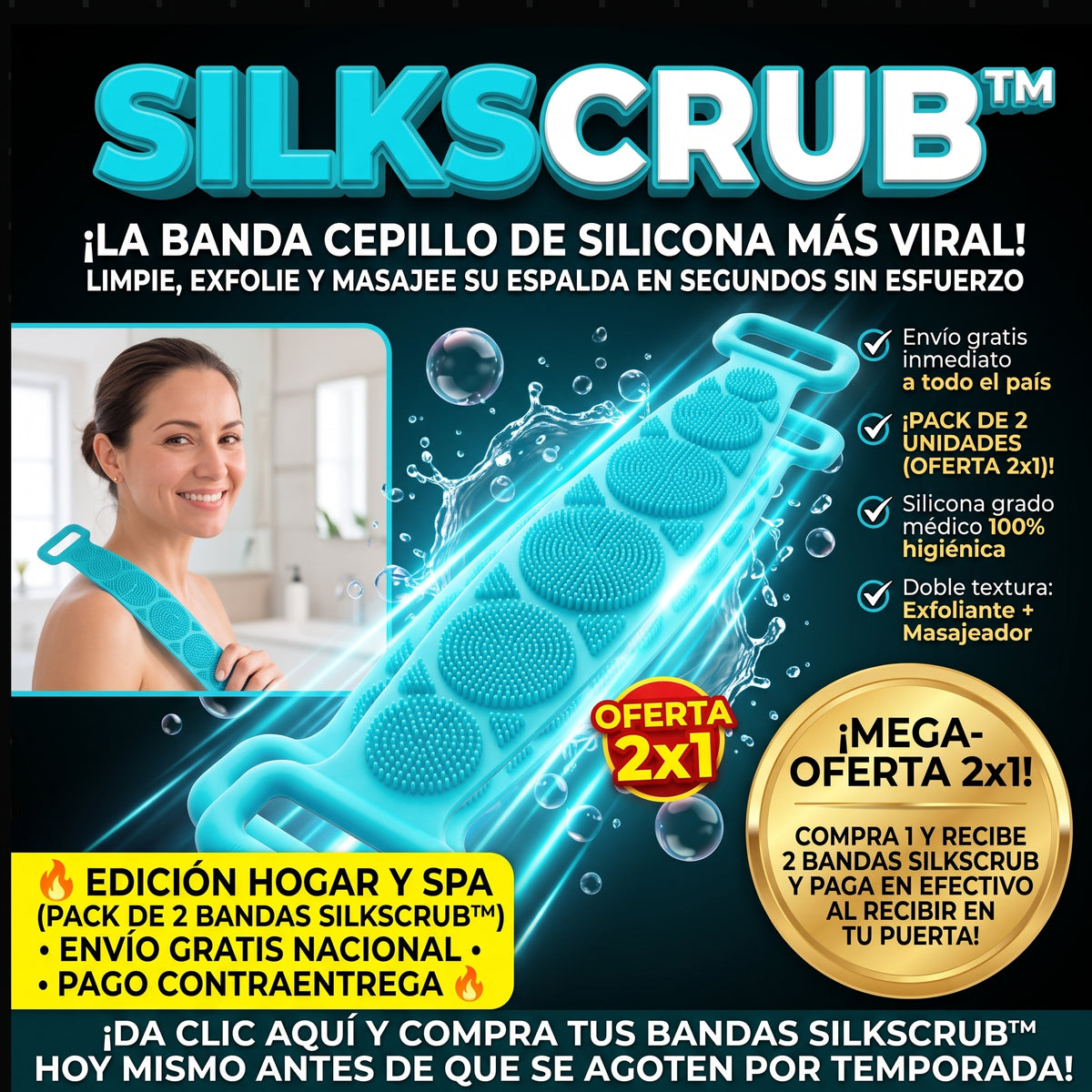 SilkScrub™ Cepillo Corporal Exfoliante de Silicona OFERTA 2x1