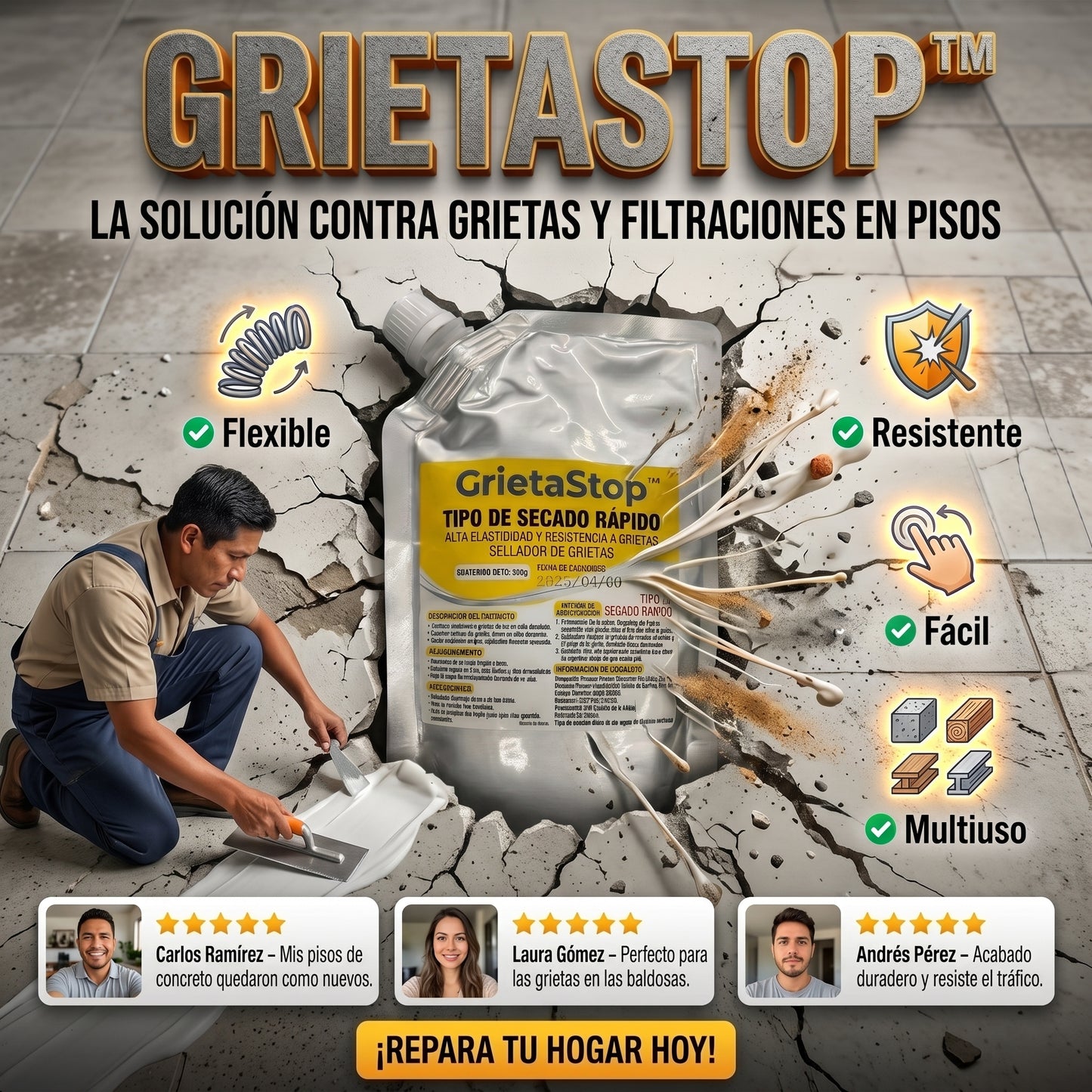 GrietaStop™ Polímero Sellador De Grietas x 500g